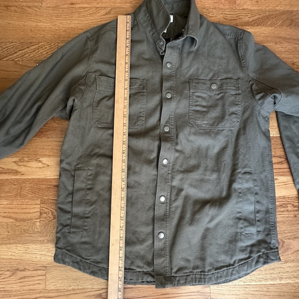 Duluth Trading Co Fire Hose Shirt Jacket Mens large Olive Green Flannel Lined - Picture 12 of 13